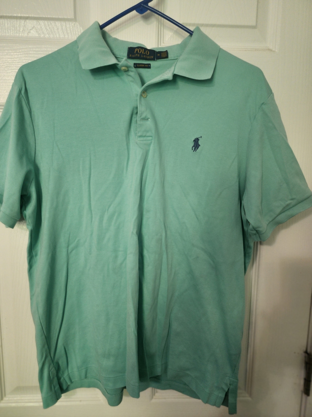 Ralph Lauren Men’s Light Mint Polo Shirt with Navy Pony Size M Super Soft